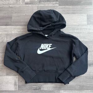 Nike Girls Black Cropped Sweatshirt Hoodie